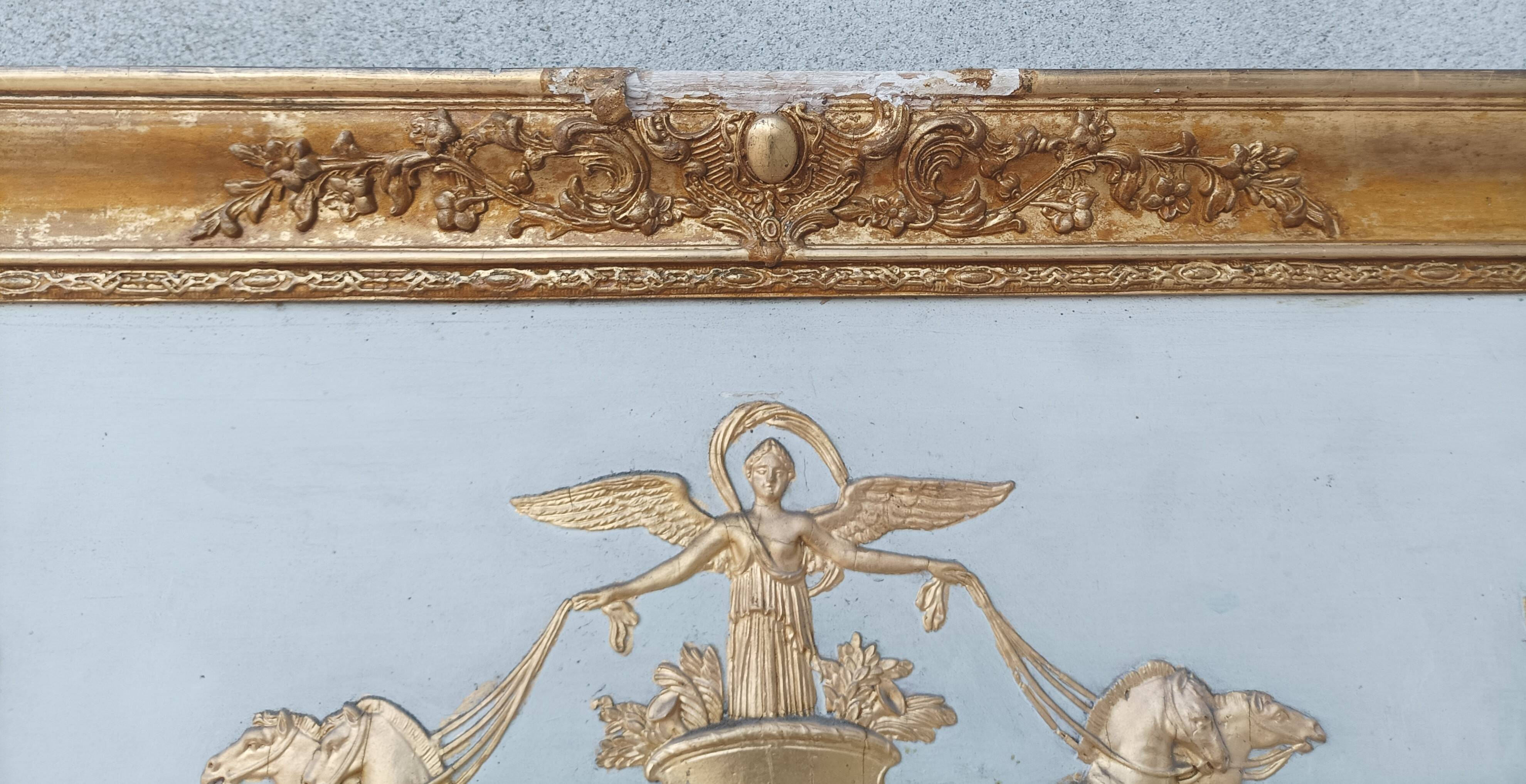 Empire trumeau mirror in wood and stucco