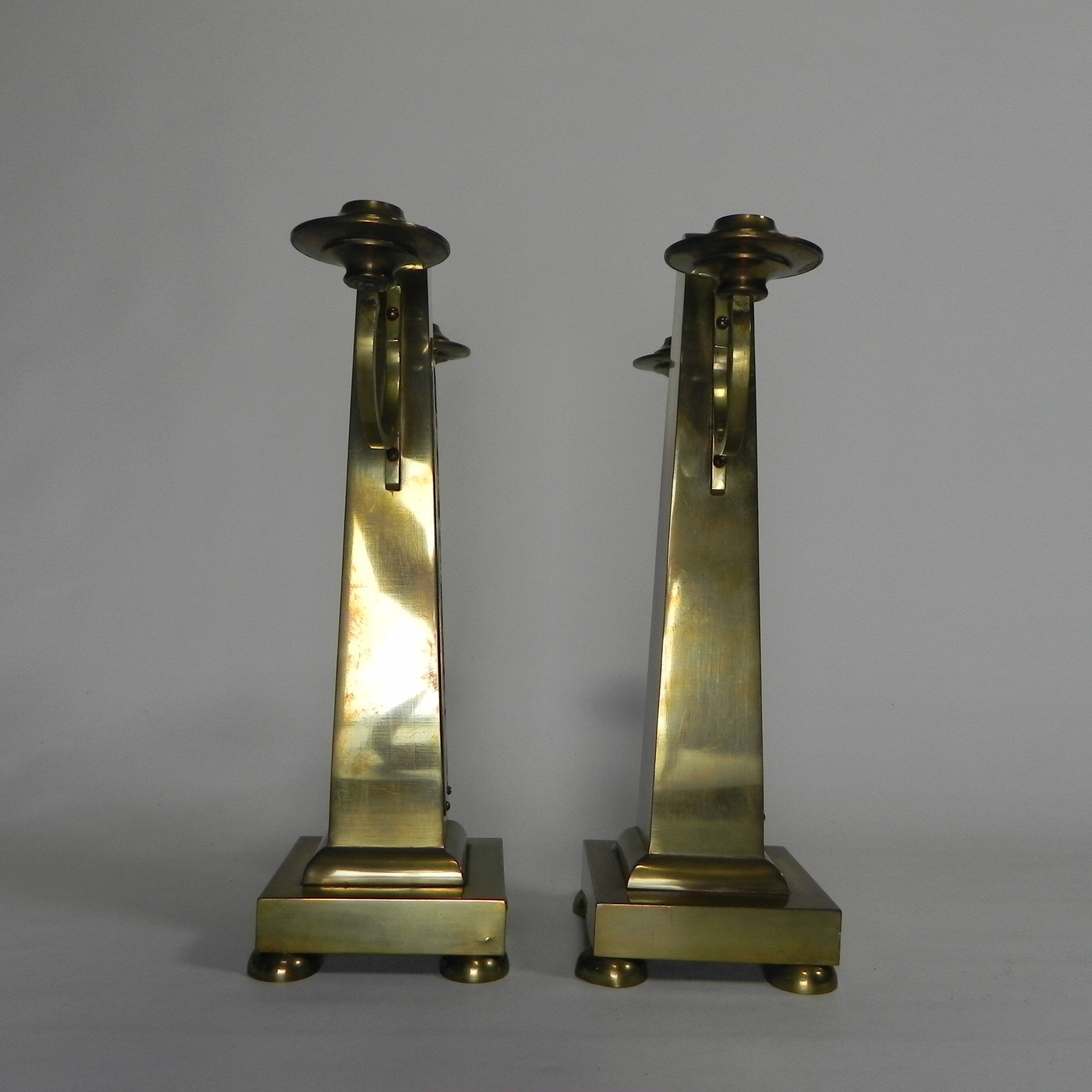 Set of 2 brass Art Nouveau candlesticks, circa 1910