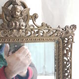 Old bronze mirror early 19th 38x27cm