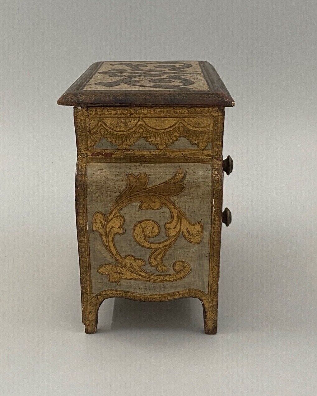 Miniature chest of drawers gilded wooden poupee furniture jewelry mid xxe italian