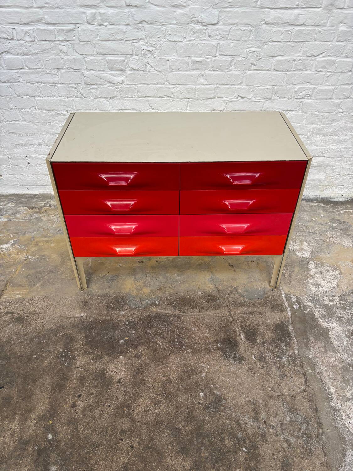 Raymond Loewy red orange chest of drawers