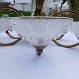 Antique Art Deco brass and glass chandelier