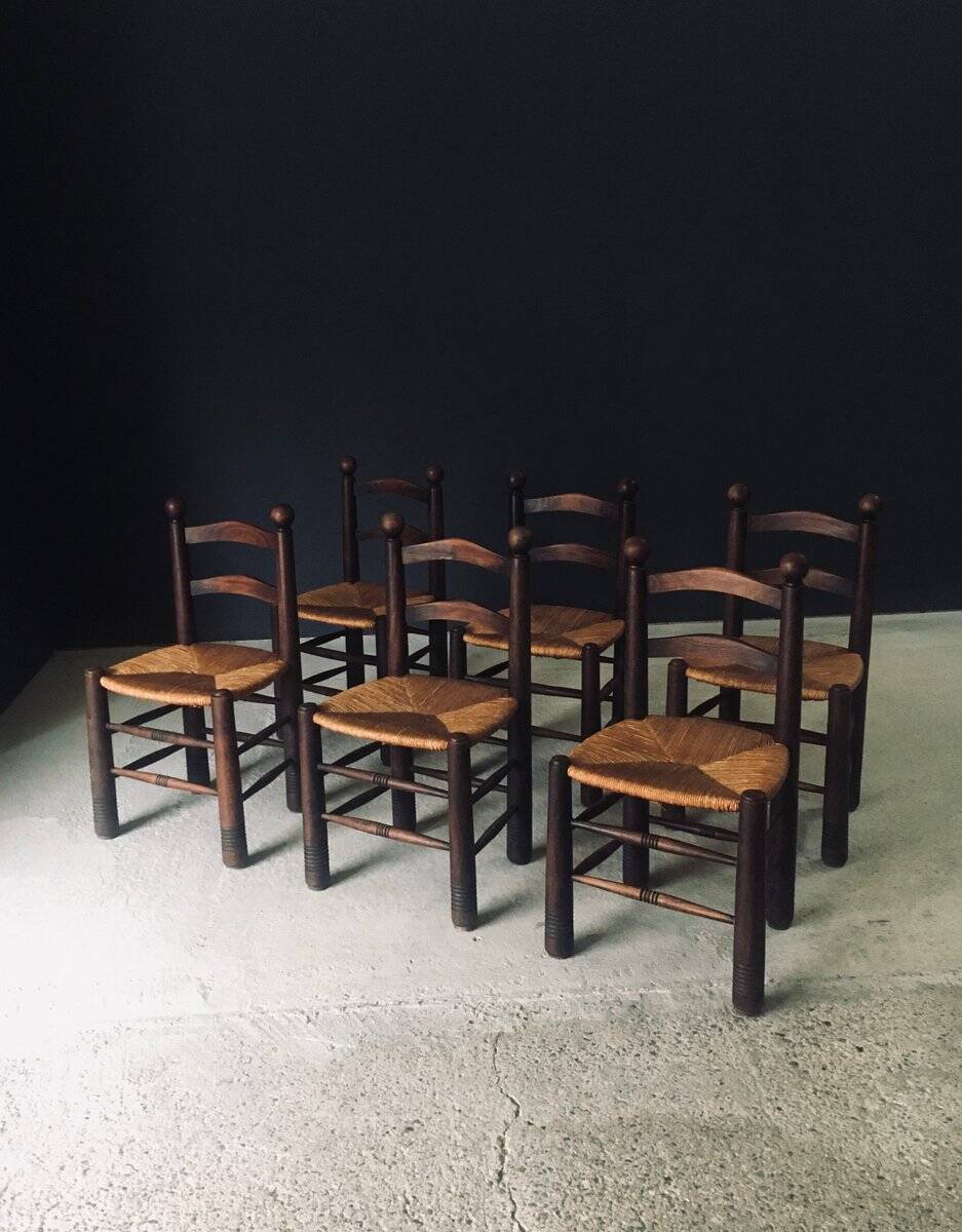 French Provincial Dining Chairs by Charles Dudouyt, France, 1940s, Set of 6