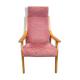 Armchair blond wood and pink velvet, vintage