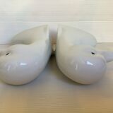 Pair of white bird, geese and duck bookends