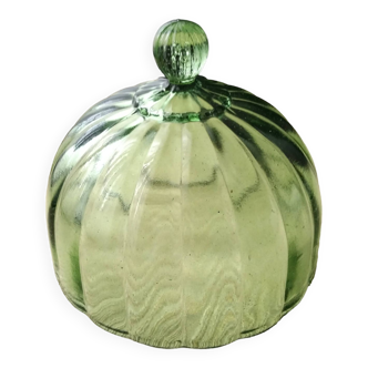 Green molded pressed glass cheese bell