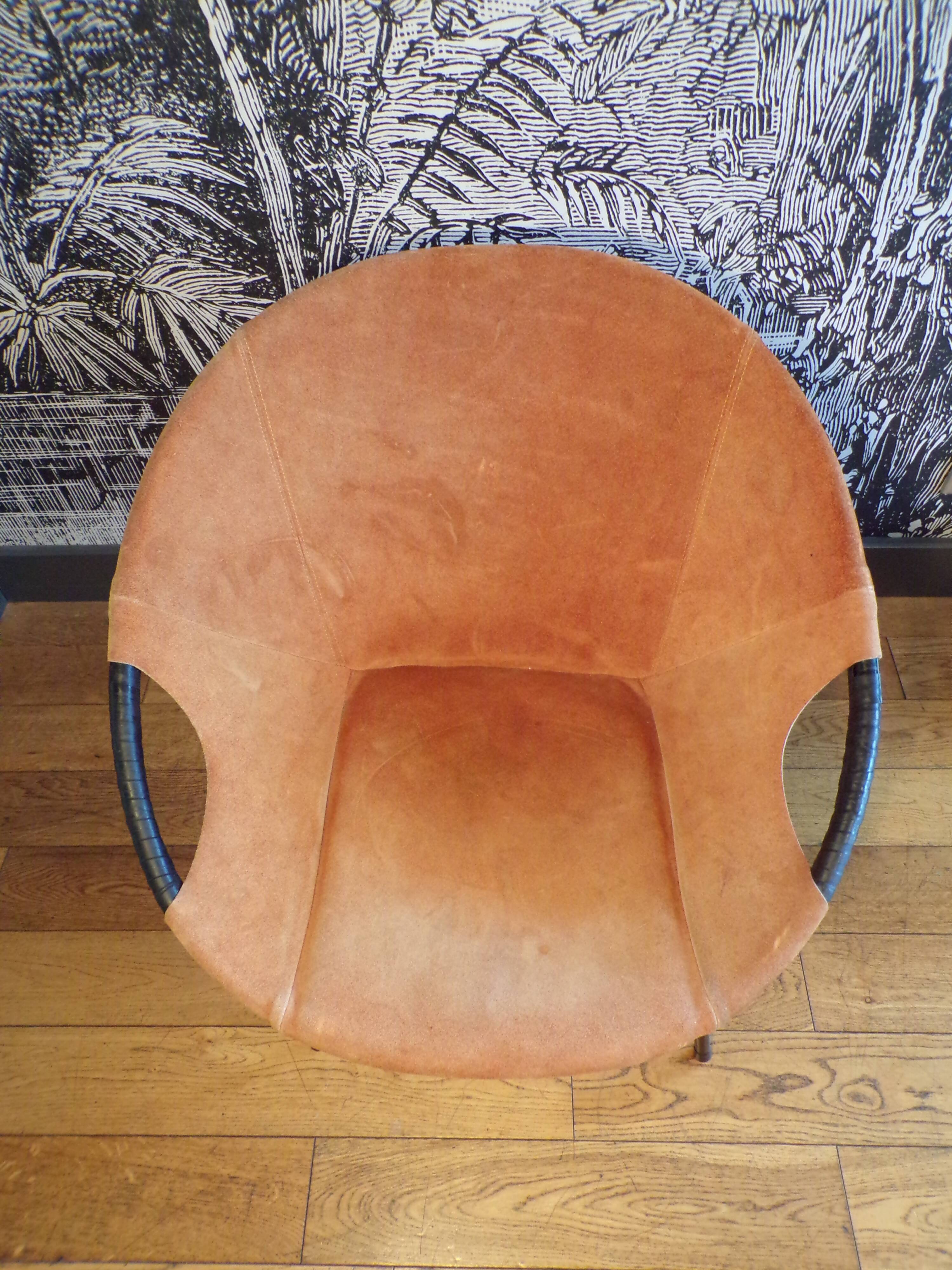 Suede circle armchair by Lusch & Co