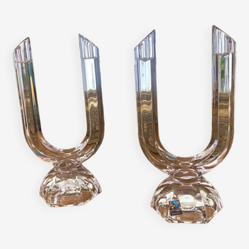 Paire de chandeliers en cristal Nachtmann Designer Aurel