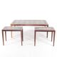Set of coffee tables in rosewood and ceramic.
