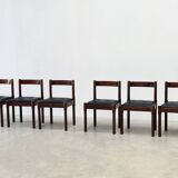 Set of six leather "Carimate" dining chairs by Vico Magistretti for Cassina