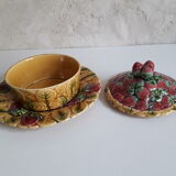 Jam maker, compotier, pot, candy slurry Sarreguemines strawberries