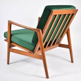 Fauteuil scandinave restauré d'origine, icône des années 60, velour