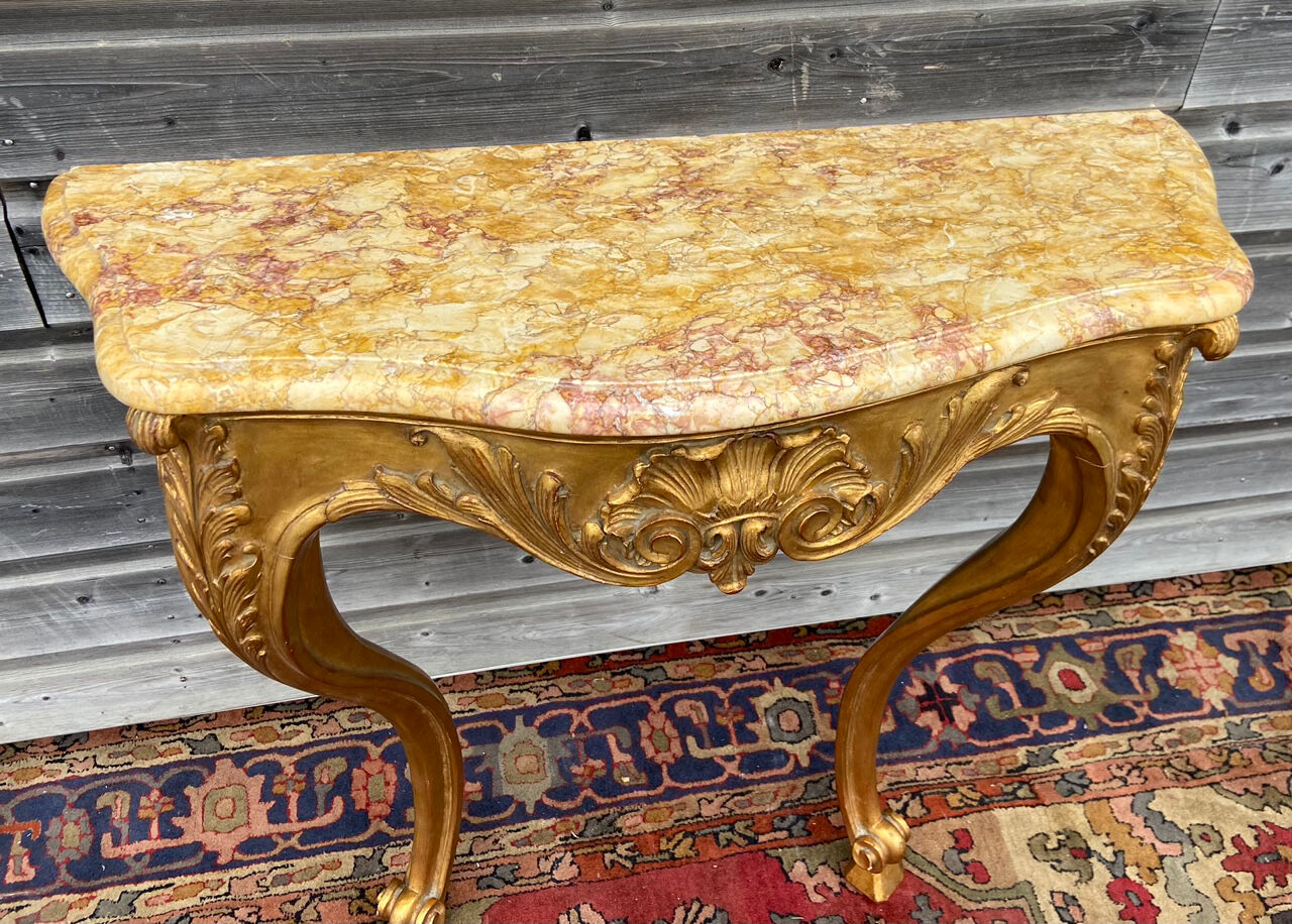 Gilded Wooden Console Louis XV Style