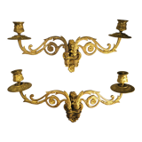 Pair of gilded brass chandeliers