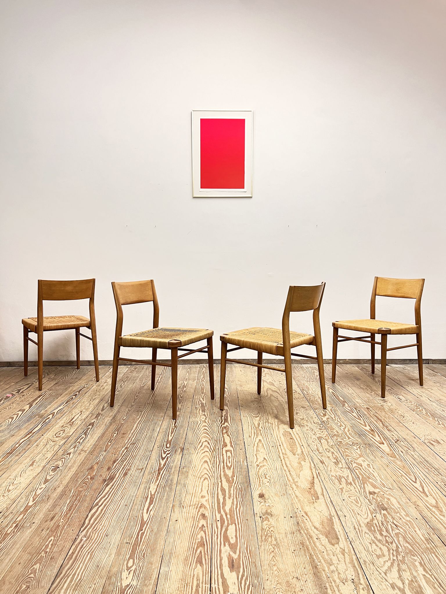 Mid century cherry wood dining chairs by Georg Leowald for Wilkhahn, Set of 4, Germany,1950s