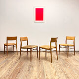 Mid century cherry wood dining chairs by Georg Leowald for Wilkhahn, Set of 4, Germany,1950s