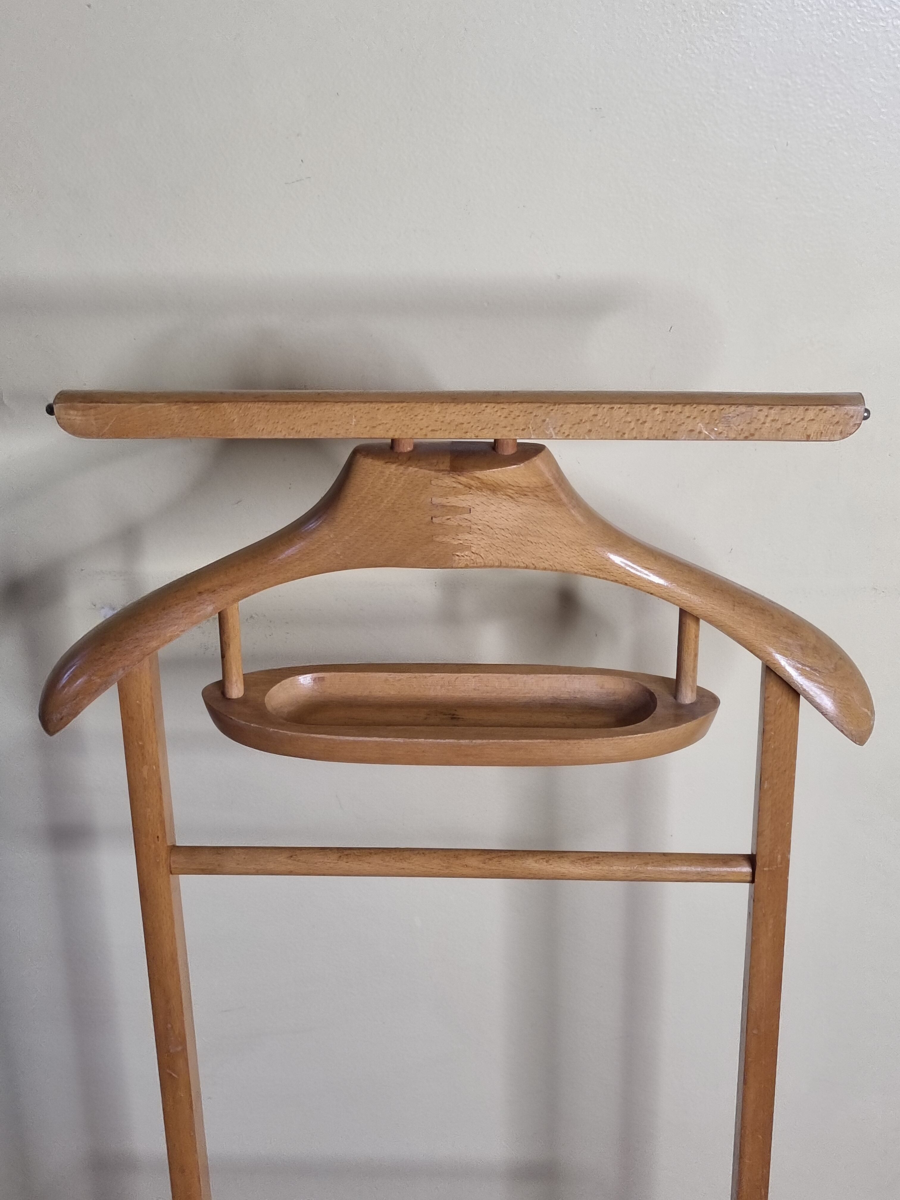 Vintage blond wood night valet, 50s-60s