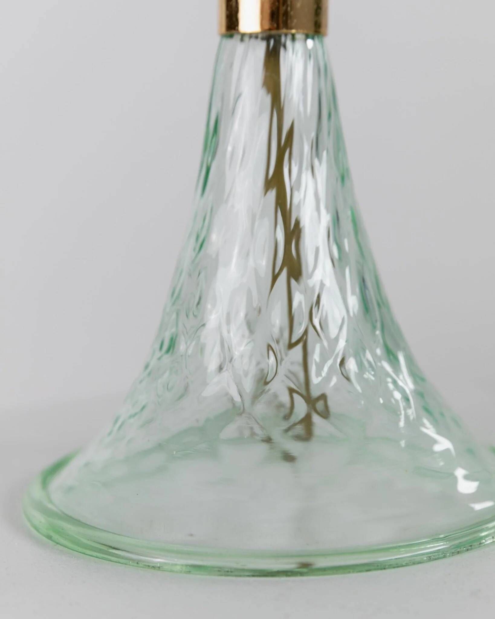 Vintage Murano glass table lamp – delicate green glass with a wavy shape – Italy 1980s – elegant decor, bedside lamp, gift idea