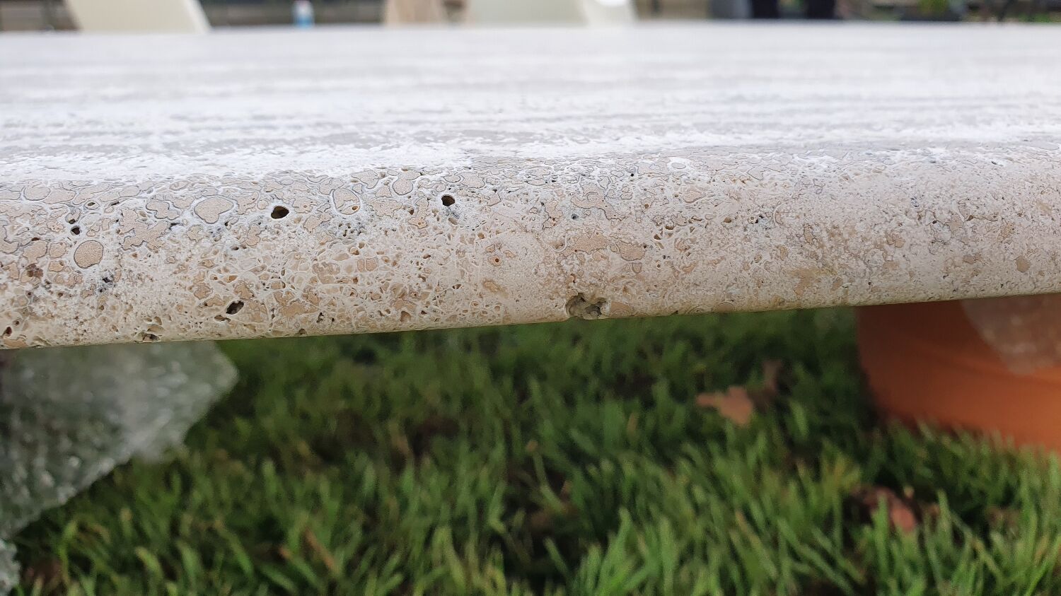 Travertine dining table