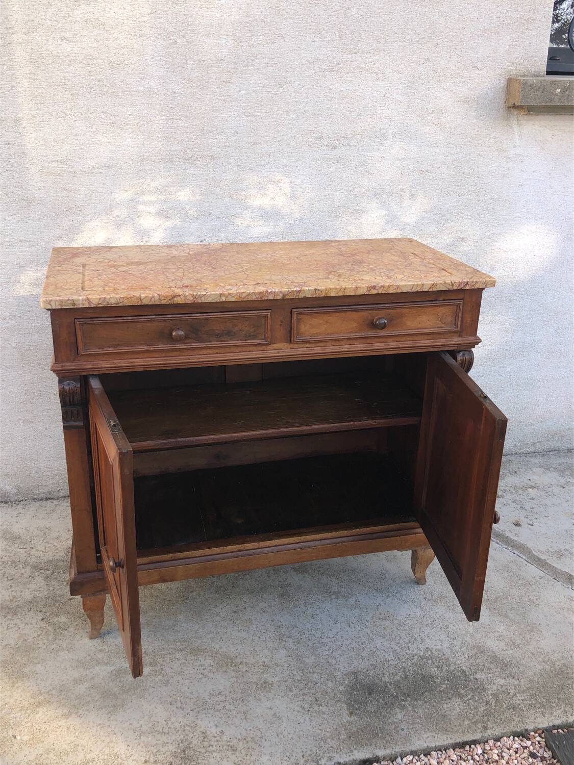 Small old sideboard with marble top