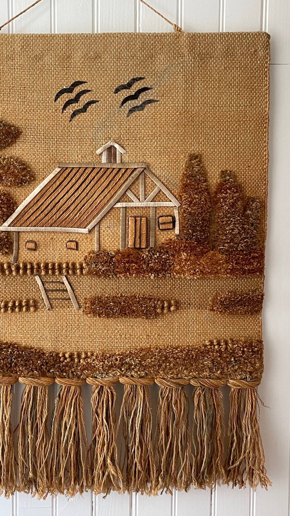 Decorative jute tapestry from the 1970s