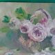 Oil on canvas basket and flowers signed