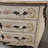 Louis XV style chest of drawers painted with flowers, Italian manufacture