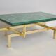Table basse en placage de malachite et laiton doré circa 1970