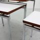 White Nesting Table Set with chrome frame and wood detail, 1970s
