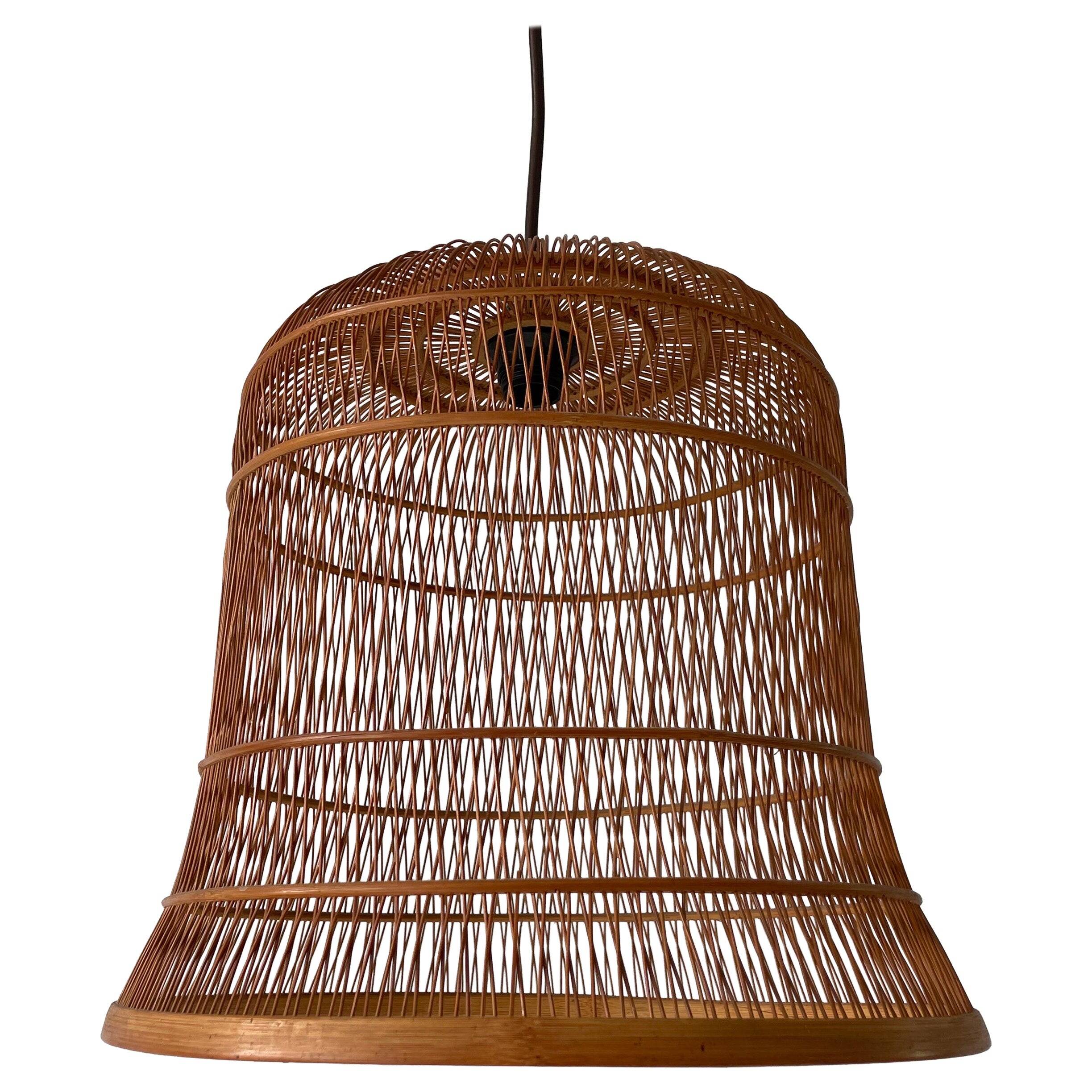Unique Danish hanging lamp in the shape of a wooden cage, 1960s, Denmark.