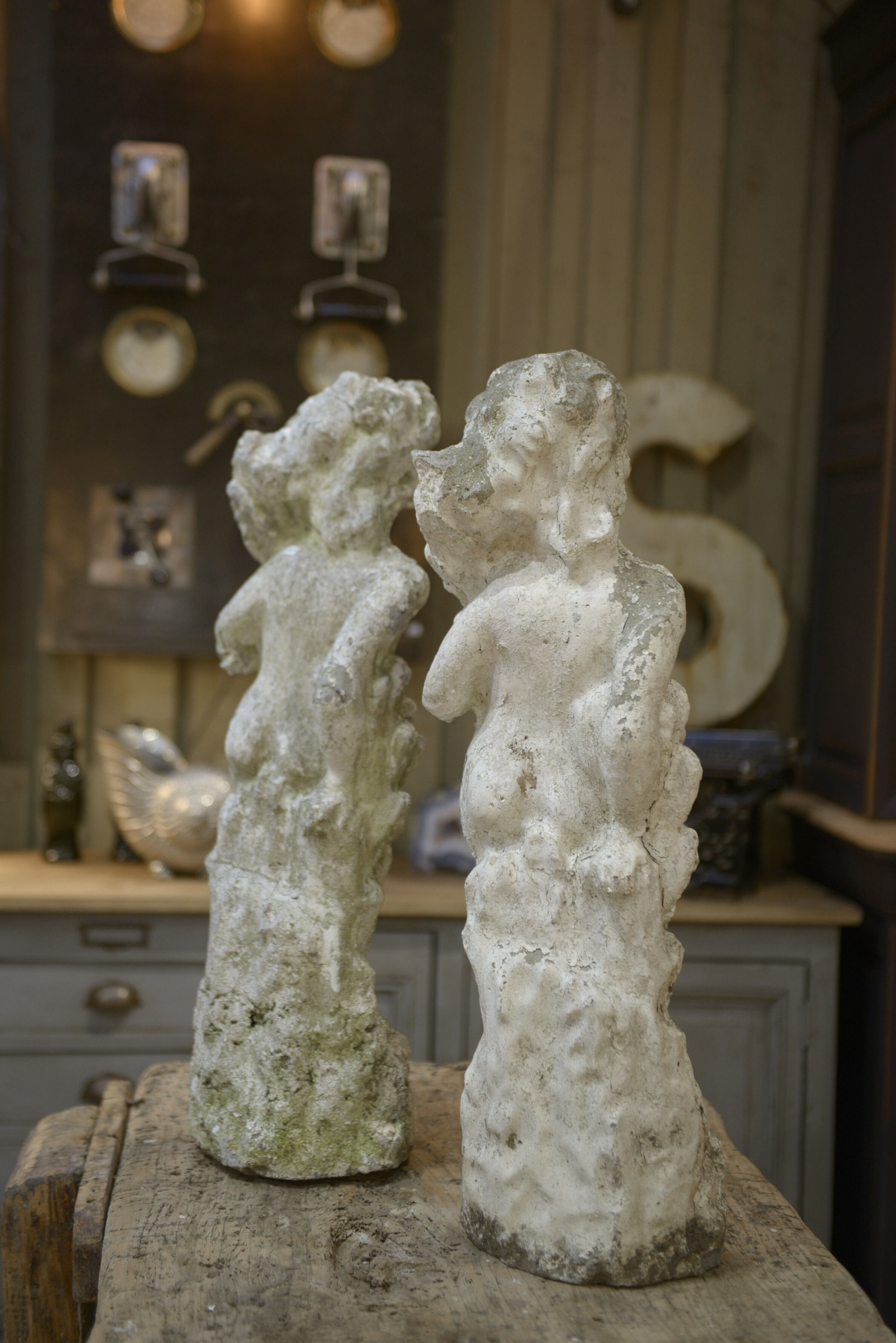 Reconstructed stone garden statues