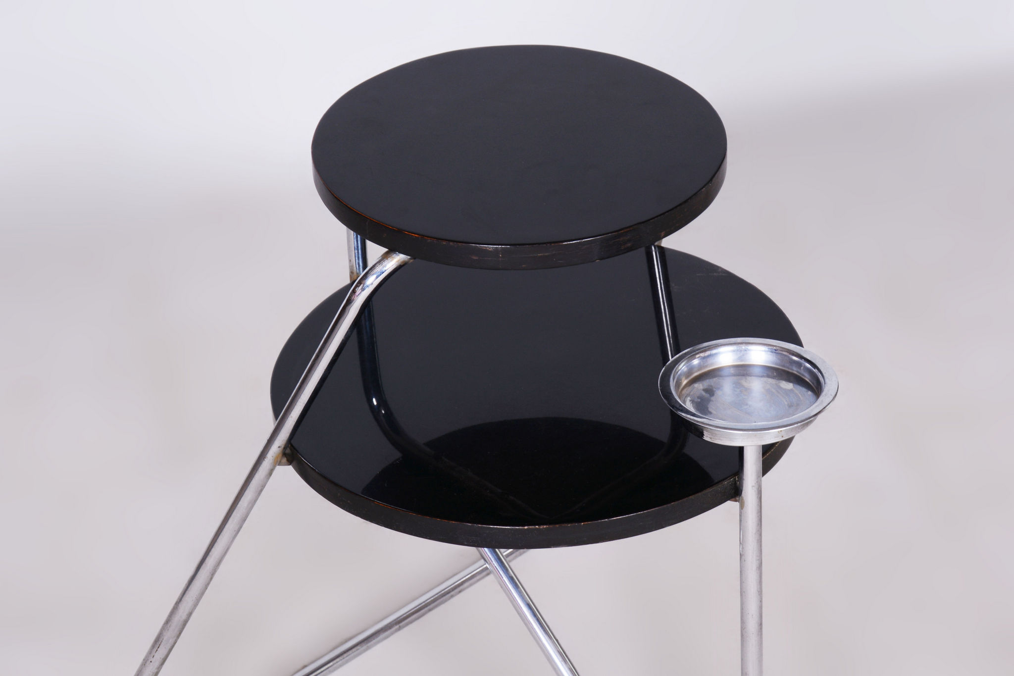 Restored Bauhaus Small Table, Chrome, Revived Polish, Czechia, 1930s