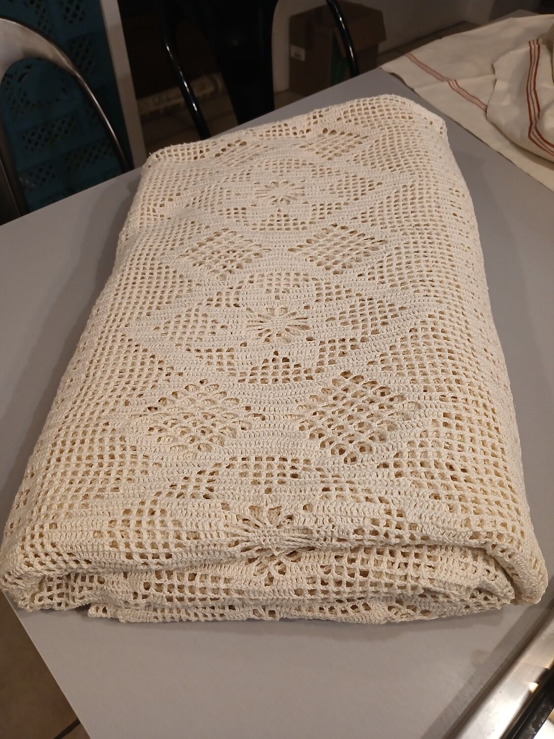 2 antique crocheted bedspreads