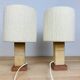 Pair of brutalist lamps pink sandstone and wool lampshade