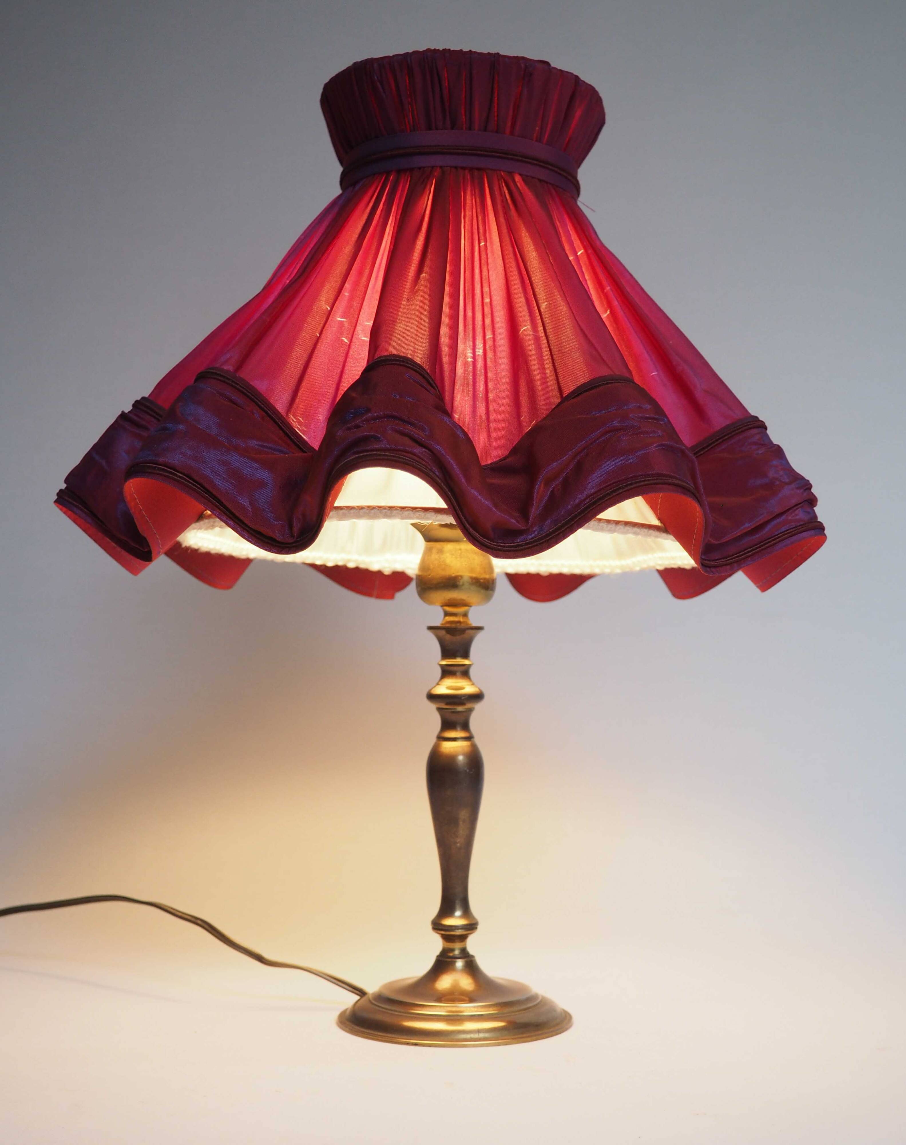 Brass lamp and silk lampshade