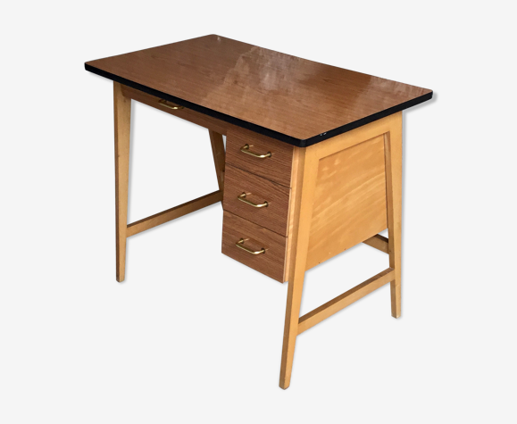 Modernist desk with drawers and formica top - vintage 1960