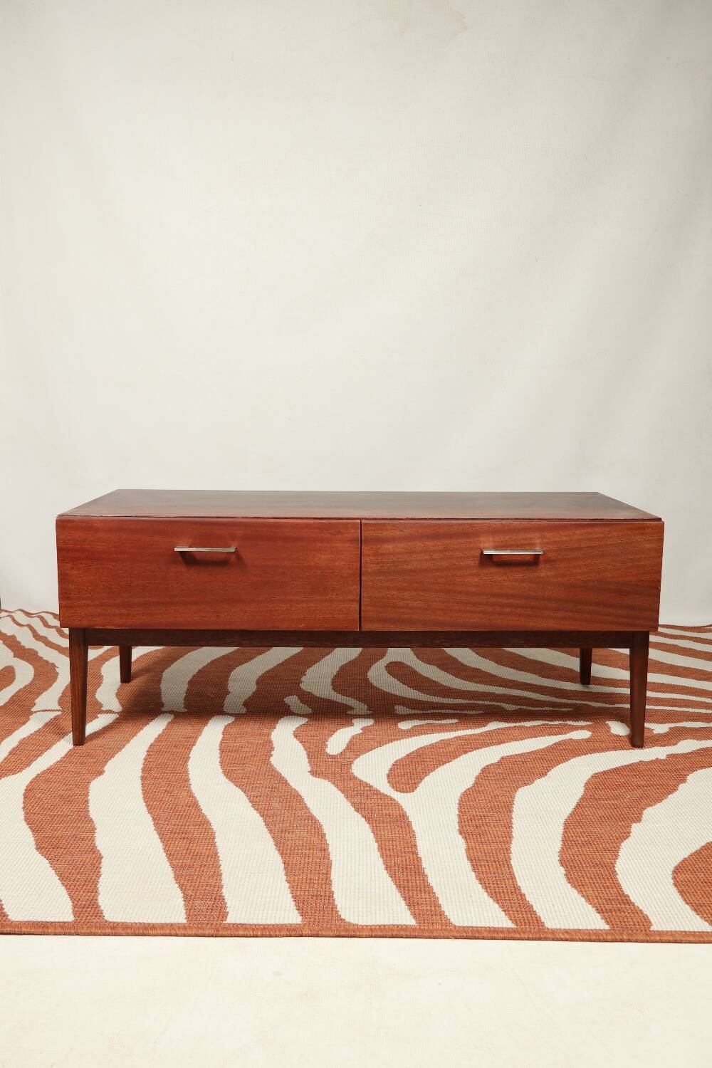 Vintage low board chest of drawers mid century modern design palisander color 1970