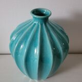 Ribbed turquoise vase