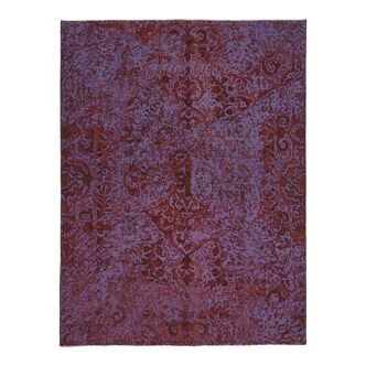 Fait à la main oriental contemporain années 1980 203 cm x 266 cm tapis laine violette