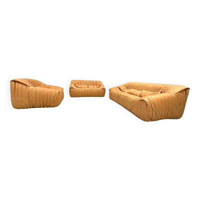 Canapé Sandra en Cuir Camel par A.Hieronimus pour Cinna/Ligne Roset, années 70.