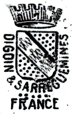 Old plate captioned "Battered with deer", Digoin-&-Sarreguemines