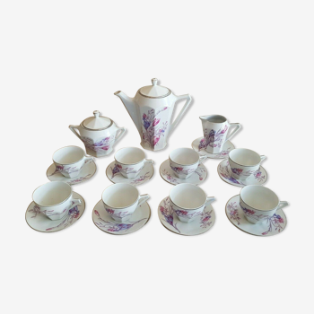 Coffee tea service 8 people vintage porcelain Limosa Sainte Foy - Art Deco