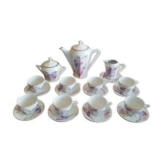 Service café thé 8 personnes porcelaine vintage Limosa Sainte Foy - Art déco