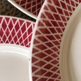 Seven old flat plates in bistro style