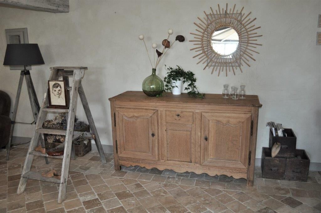 Buffet Louis XIV Dresche Picarde solid oak aspect Brut