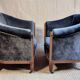 Pair of club armchairs called Monaco, studded velvet, art deco