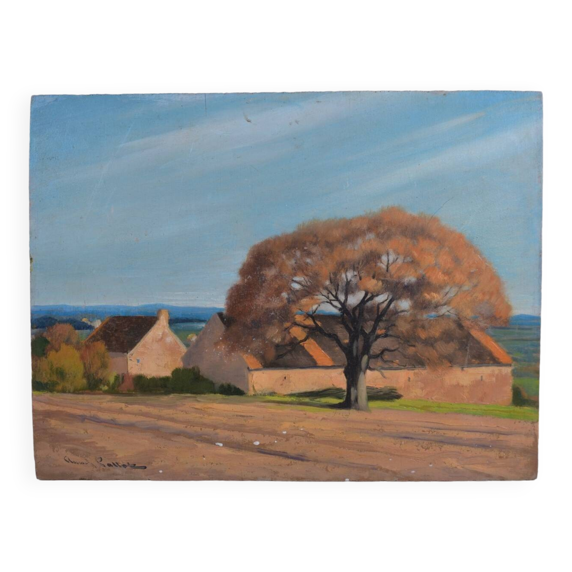 Claude PALLOT (1901-1987) "The hamlet" oil on panel signed