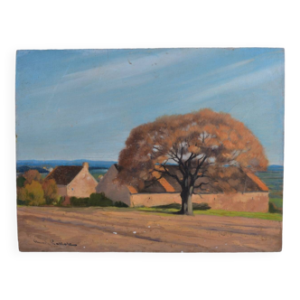 Claude PALLOT (1901-1987) "The hamlet" oil on panel signed