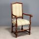 Antique Baroque-style walnut armchair, upholstered, 19th century.