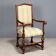 Antique Baroque-style walnut armchair, upholstered, 19th century.
